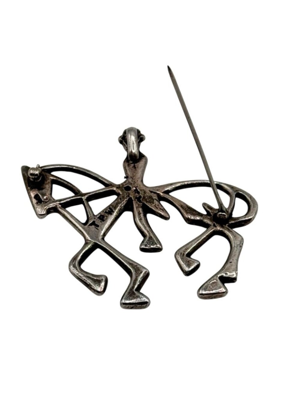 Horse Brooch Pendant Sterling Dressage Rider Equestrian Large 2.25" Signed TPW - Picture 15 of 16